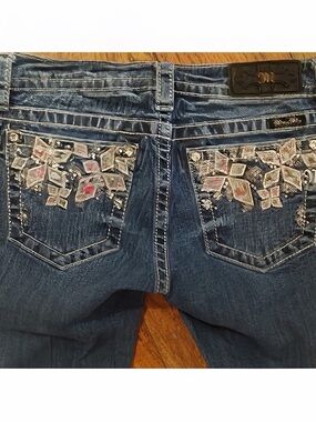 Gorgeous Miss Me Signature Cuffed Skinny Embellished Jeans With 27” Inseam